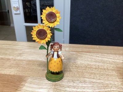 Vintage Erzgebirge Meadow Wooden Flower Girl