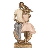 Clayre & Eef Dekofigur Paar Goldfarbig Mann Und Frau 14 X 12 X 28 Cm Polyresin