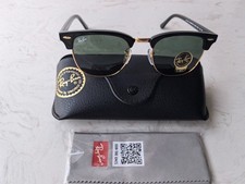 Ray-Ban Clubmaster RB3016 Sunglasses Black/Gold Classic G-15 Green 51-21