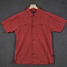 PATAGONIA Shirt Mens S Small Red Back Step Hemp Cotton Blend Short Sleeve Button