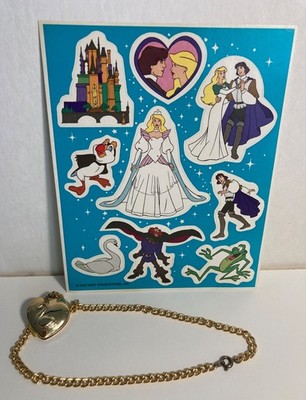 The Swan Princess 1994 Odette Tyco cosplay Locket Necklace  unused sticker sheet