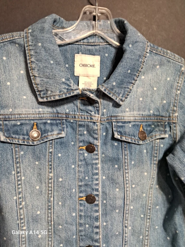Chaqueta Vaquera Azul Cherokee Niño Junior Talla 14/16 XL/TG Bonita Decorada a Crochet Foto 4 de 4