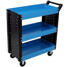 3 Tier Rolling Tool Cart on Wheels,Heavy Duty Utility Tool Cart with Pegboard f
