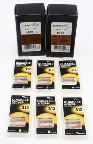 Lot of 160 Hearing Aid Batteries Size 312 – Duracell & PowerOne