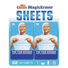 Mr. Clean Magic Eraser SHEETS 16 Count / 32 Total Thin Dry Sheets PACK OF 2