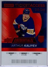 2020-21 Credentials Arthur Kaliyev Orange Debut Ticket Access Rookie Card # 132. rookie card picture
