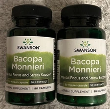 180 Caps Bacopa Monnieri 10:1 Extract 50 MG, Mental Focus, Stress