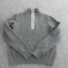 Loro Piana Sweater Men 48 Small Gray Cashmere Cable Knit Half Zip Italy Pullover
