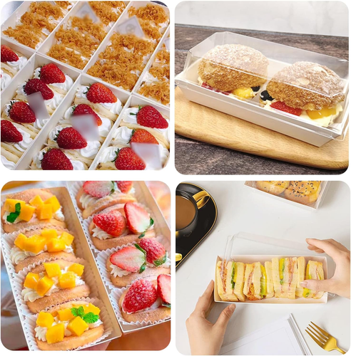 50 Pack White Sandwich Boxes with Clear Lids, Suitable for Bakery Treats, Can... - Picture 6 of 12