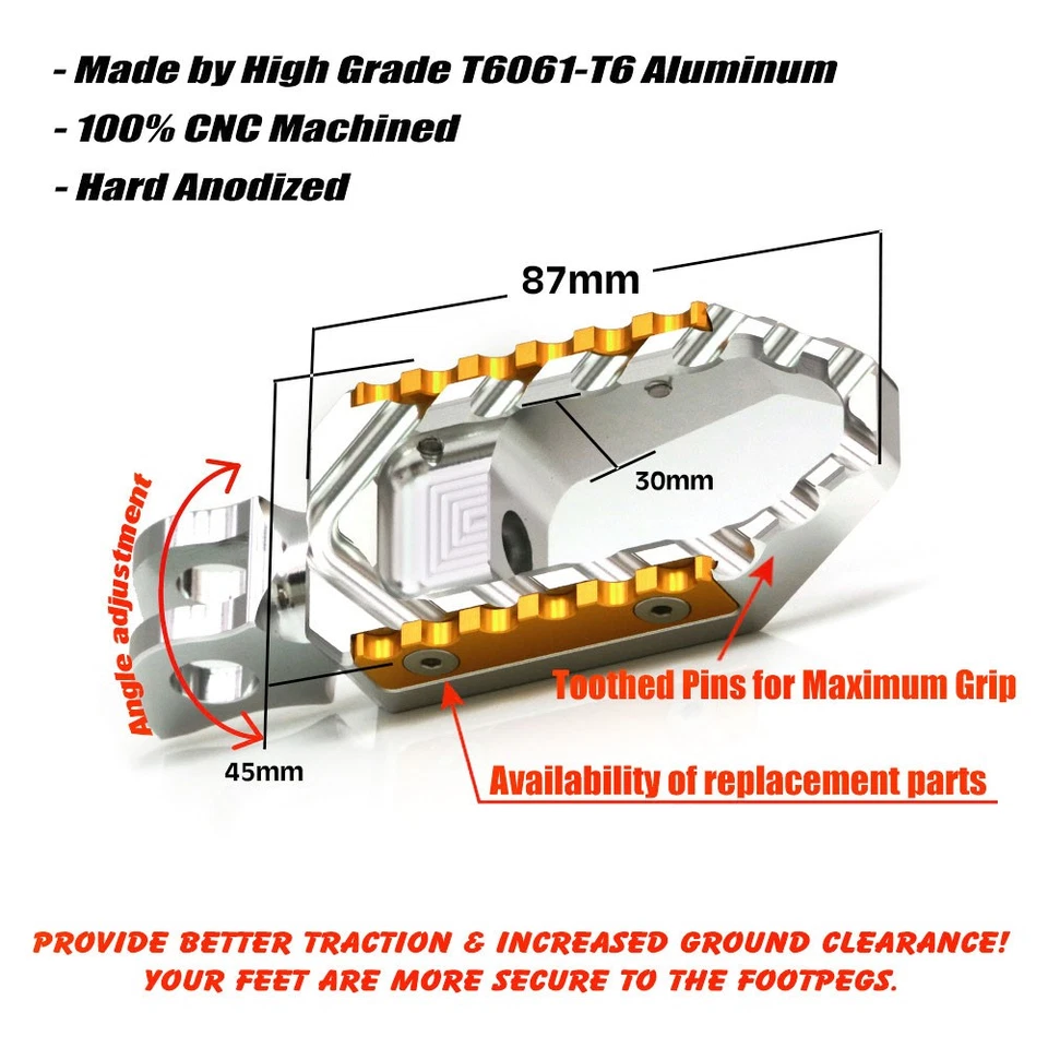 TRC Rider Front Silver Foot Pegs For Triumph STREET TRIPLE 675 / R 2007-2020 Foto 4 de 4