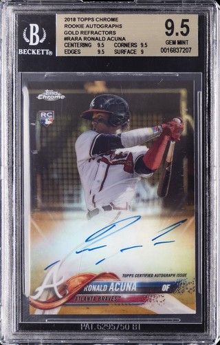 2018 TOPPS CHROME AUTO GOLD REFRACTORS RONALD ACUNA JR. ROOKIE RC /50 BGS 9.5