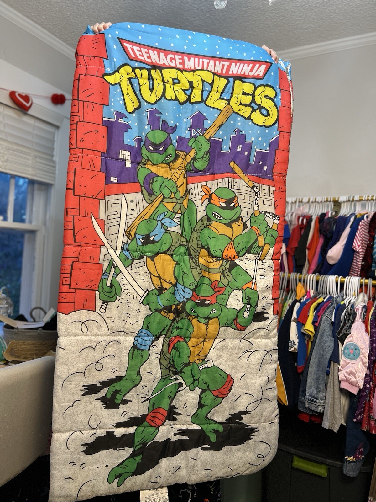 Vintage 1988 TMNT Mirage Studios Teenage Mutant Ninja Turtles Zip Sleeping Bag