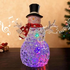 Christmas Snowman Decorations, Christmas Snow Globes, LED Music Snowmen, 9-in...