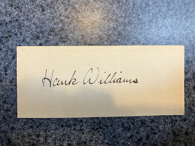 Hank Williams Sr Signed Paper Cut 4 3/4" x 2" in Black Fountain Pen Ink