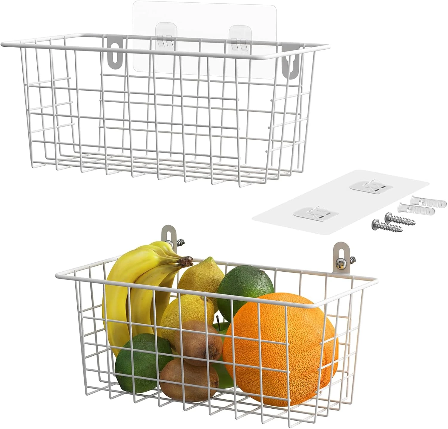 Hanging Wire Baskets Kitchen Storage Basket Adhesive and Screws Basket Over the