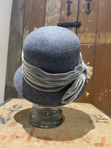 Mulberry Formal Elegant Hat With Bow Grey & Blue Posh Luxury Occasion - Picture 6 of 22