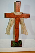 12" Wood Stand Religious Cross for Home Church Wall or Stand Mount