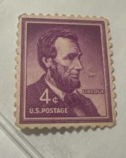 Abraham Lincoln 4 cent stamp purple very rare, Gem!