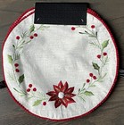Rachel Zoe Embroidered Poinsettia Round Christmas Placemats Set/4