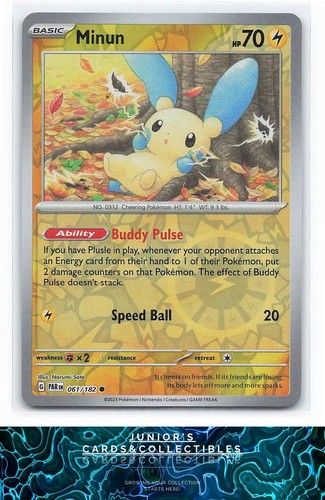 Minun SV04: Paradox Rift #061/182 Pokemon Reverse Holo - Picture 1 of 2