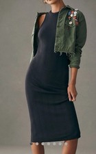 NWT Daily Practice Anthropologie Slim Racer Dress XL  Black Ribbed Casual Midi