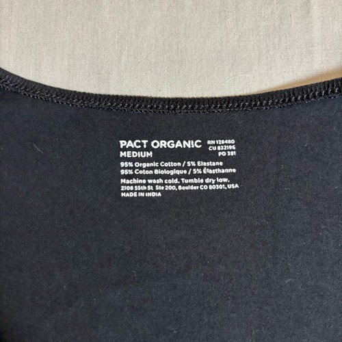 Pact Elegant Black Organic Cotton Wrap Minimalist Casual Dress Size M - Picture 5 of 6