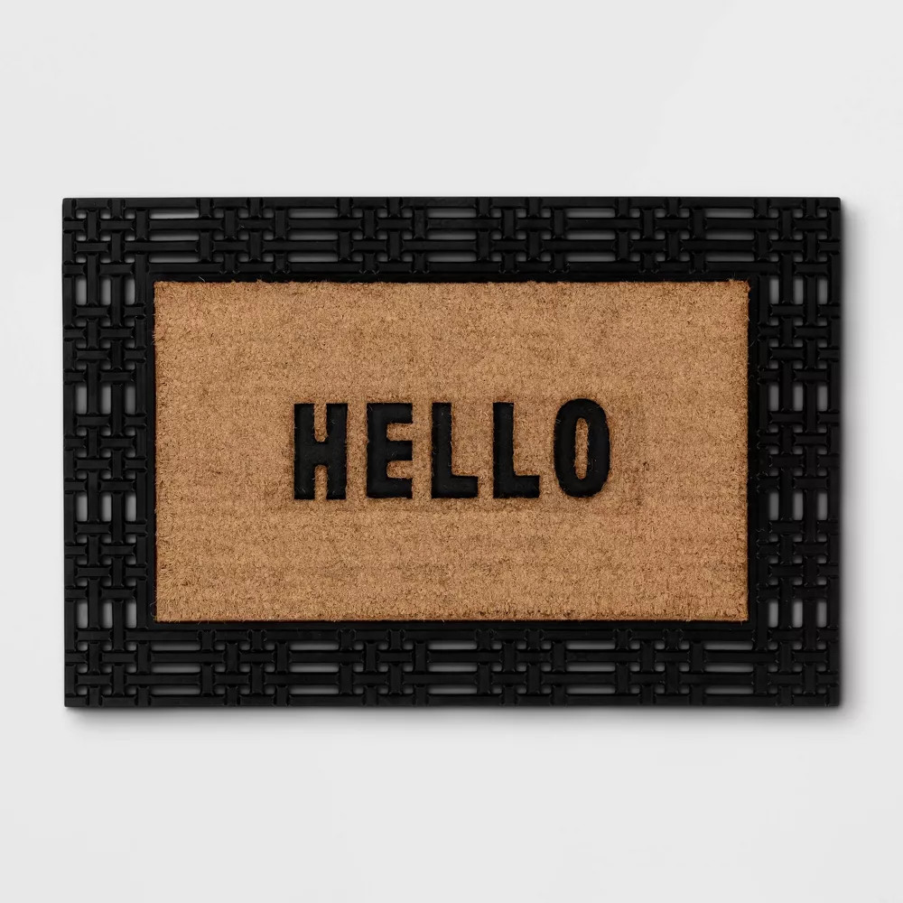 111x211 Hello Rubber Coir Doormat NaturalBlack - Threshold 4090₽