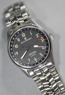 Revue Thommen Airspeed Automatic Aviation Pilot's 36mm Watch 6110004 -Nice Mint!