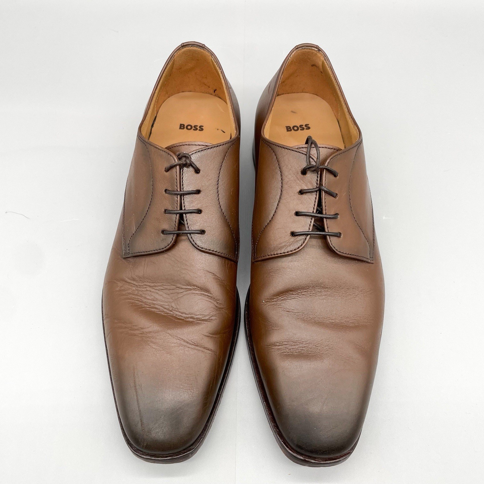 SAOLA Scarpe eleganti Hugo Boss uomo 9 Lisbona punta liscia derby pelle marrone stringate Oxford