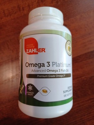 Zahler Omega 3 Platinum, Advanced Omega 3 Fish Oil, 2,000 mg, 180 Softgels 06/27