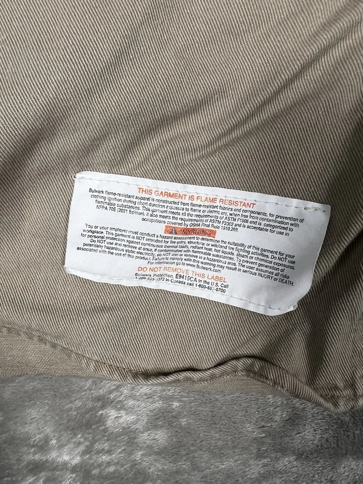 Bulwark FR Camisa Abotonada Hombre’s M Gris Resistente al Fuego Manga Larga Soldadura Cat 2 Foto 4 de 4