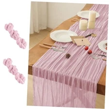  2 Pack Cheesecloth Table Runner, 35x120 Inch Boho Rustic Cheese Cloth 2PC Pink
