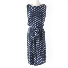 CHANEL one piece Rare ◎ Coco Metal Mammoth Sleeveless Navy Ivory Women 34