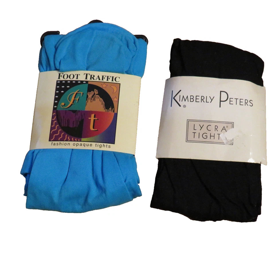 Two Pair Women's Tights Blue Foot Traffic & Black Kimberly Peters Size Medium - Image 4 of 4