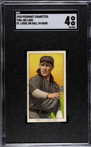 1909-11 T206 Joe Lake STL No Ball in Hand Piedmont 350/25 SGC 4