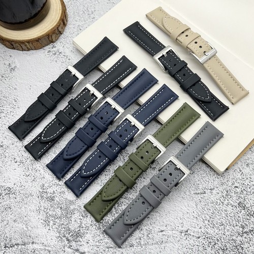 Wasserdichtes Segeltuch Leder Uhrenarmband 18/19/20/21/22 mm Schnellverschluss Uhrenarmband - Bild 1 von 26