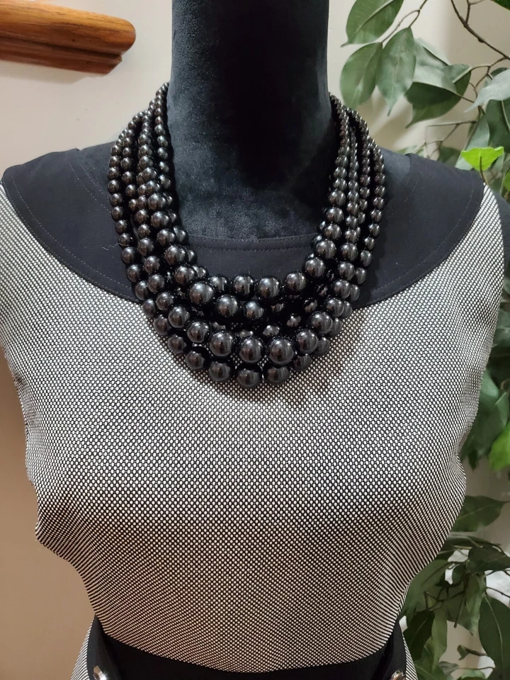 Vestido para mujer Tahari gris poliéster cuello redondo sin mangas hasta la rodilla talla 10 Foto 2 de 4