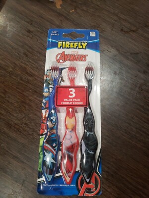 Firefly Marvel Avengers 3 pk Kids Toothbrush Cpt. America Iron Man Black Panther