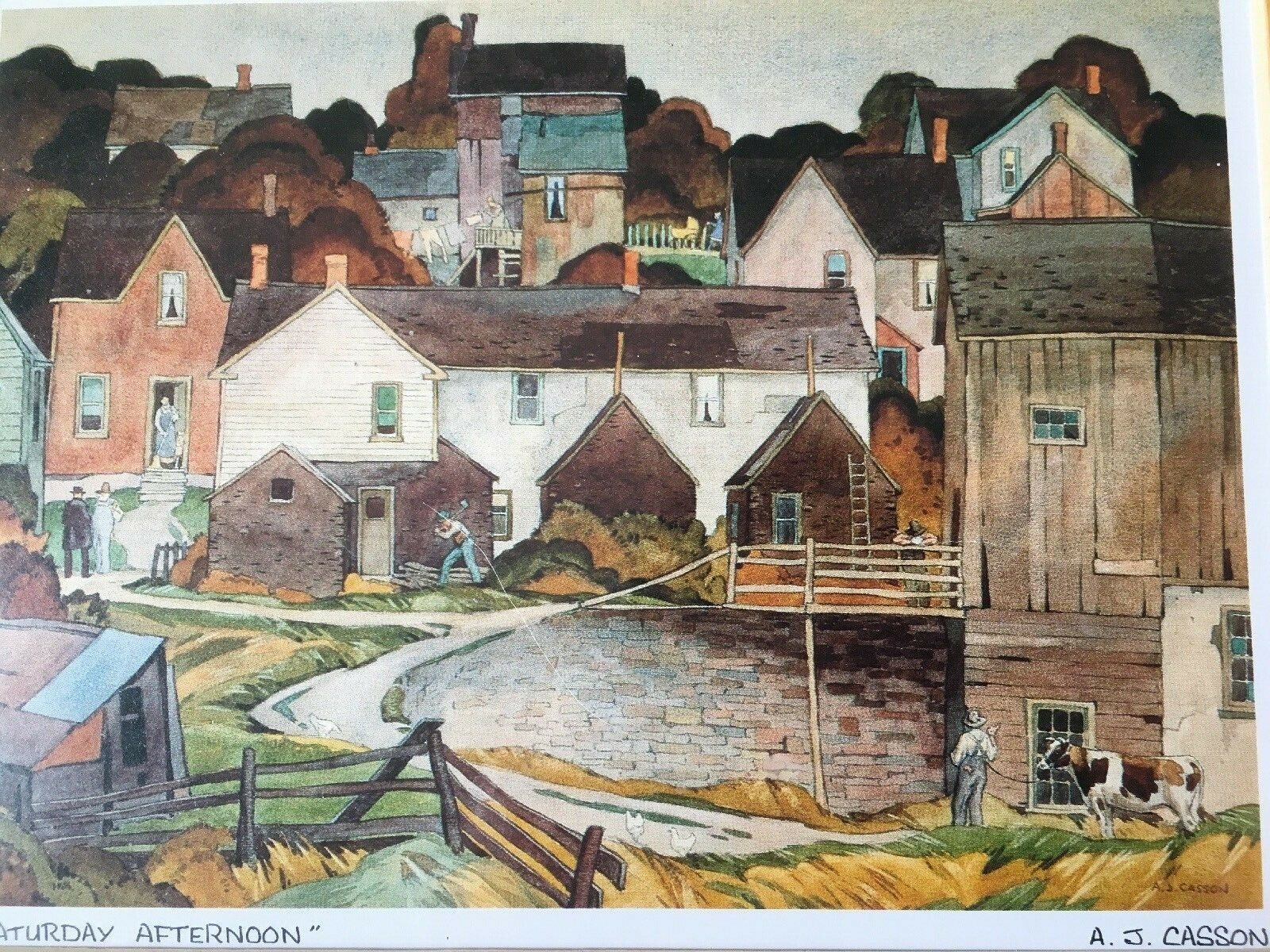 A J Casson Saturday Afternoon Watercolor Art Print Matted Group Of Seven Ebay