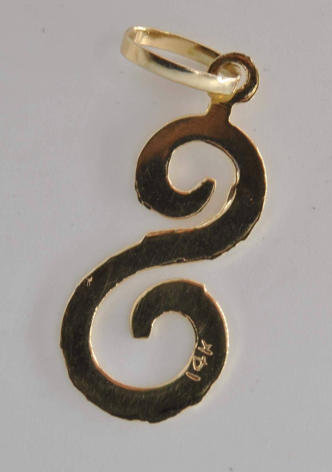 14k Yellow Gold S Initial Letter Name Estate Pendant Charm Alphabet