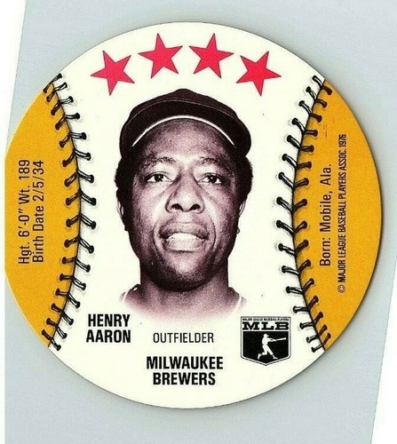 1976 Aaron Hank Isaly's Discs Hof Milwaukee Baseball Sweet William Brewers Ex - Bild 6 von 12