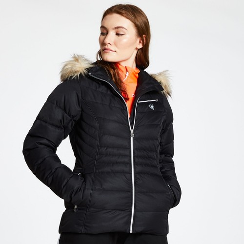 Women's Hooded Ski Jacket Faux Fur Luxe Trim Dare 2b Glamorize NEW DWP445 #HE006 - Picture 3 of 37