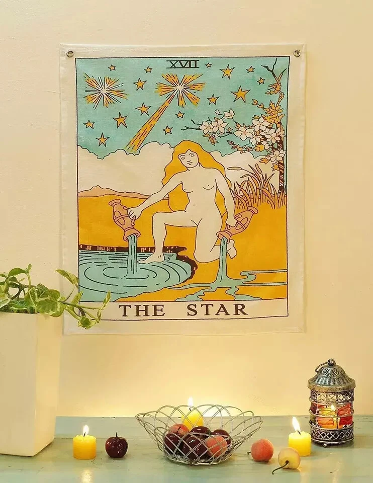 Juego de 3 Tapices Bandera de Pared - El Sol La Luna y La Estrella Tarot Boho Tapiz Foto 4 de 4