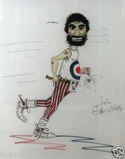 JOHN ENTWISTLE Signed Drawing Print - 'Keith Moon' - THE WHO - 7"x5" reprint