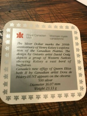 1990 Canada Silver Dollar 300th Ann. Henry Kelsey's Exploration