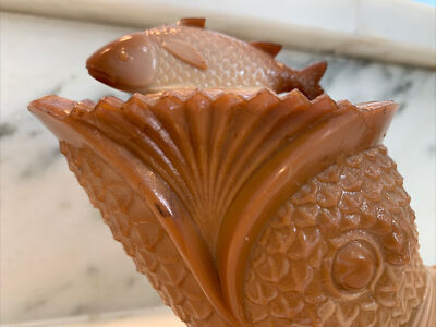 Vintage Summit St. Clair Art Glass, Sawtooth Dolphin Lidded Dish