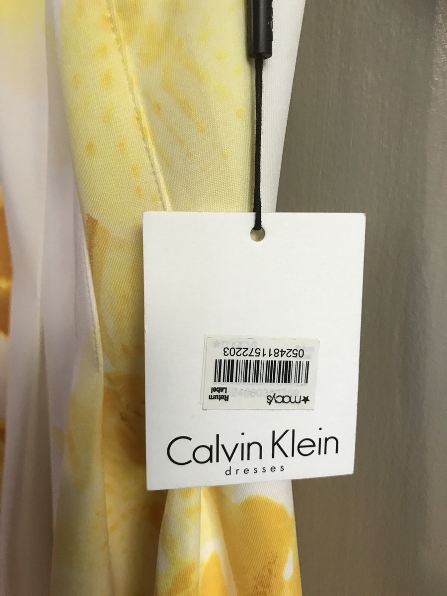 Calvin Klein Dress 8 Yellow Floral Fit Flare Scoop Neck Sleeveless Stretch NWT | eBay Calvin Klein Dress 8 Yellow Floral Fit Flare Scoop Neck Sleeveless Stretch NWT | eBay