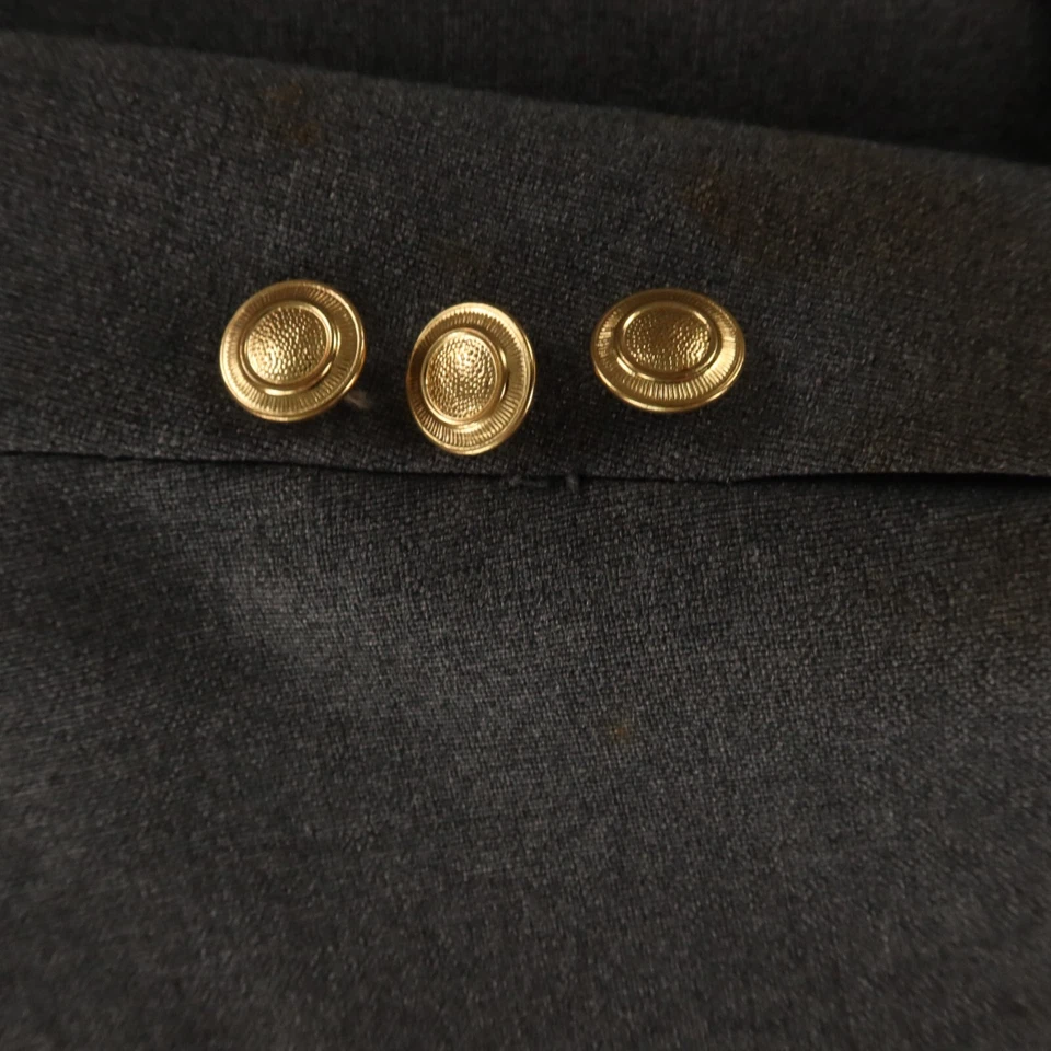 Chaqueta de Colección L Gris Poliéster Blazer Parche Bolsillos Cresta Botones 44S Foto 4 de 4