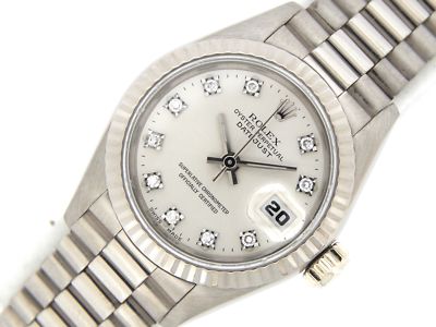 Rolex Datejust President 69179 Ladies Solid 18K White Gold