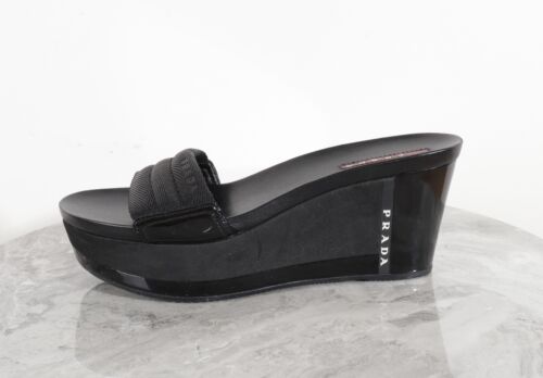 PRADA Black Platform Slide Sandals Size 36 - Picture 16 of 24